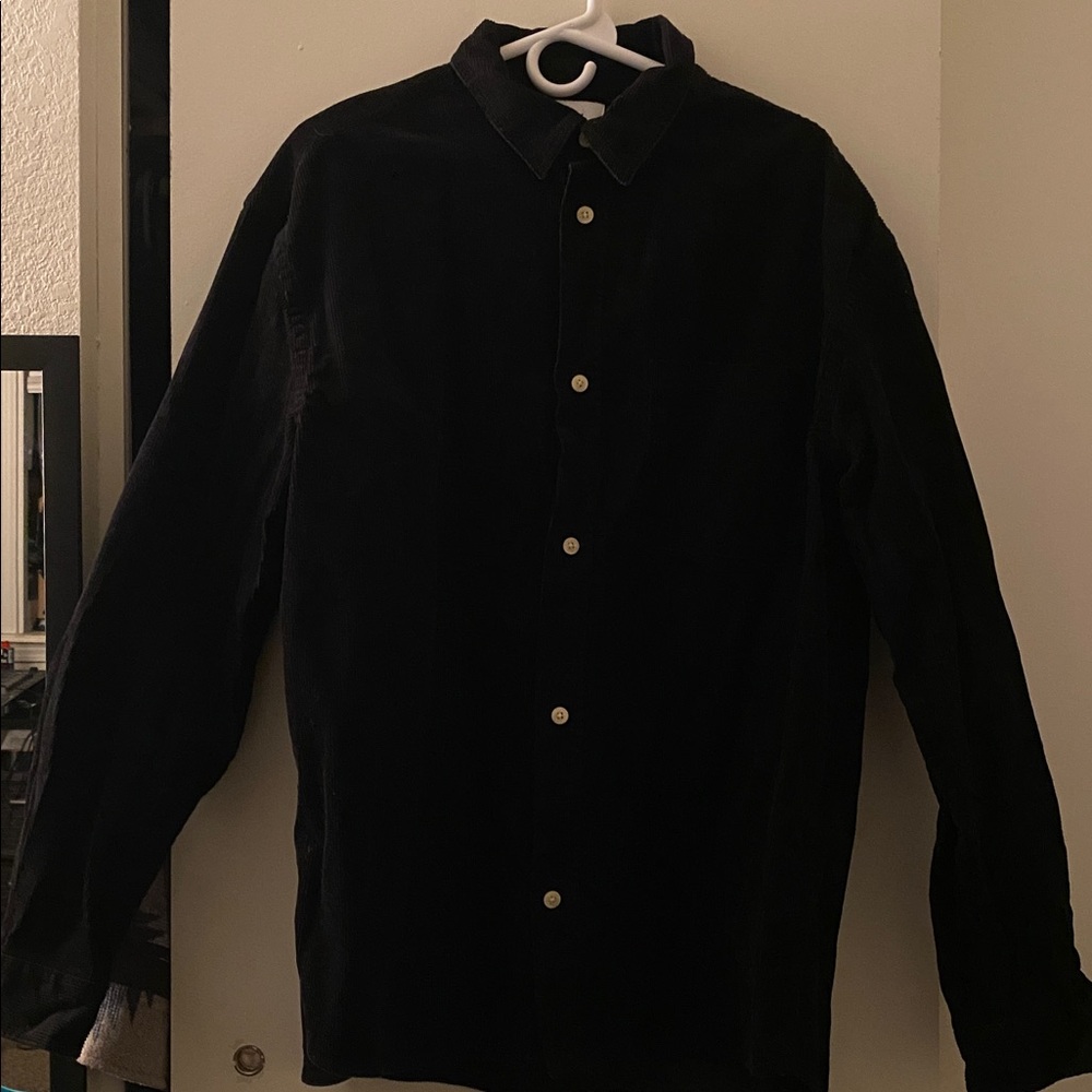 Black corduroy Button-Up Shirt